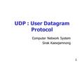 1 UDP : User Datagram Protocol Computer Network System Sirak Kaewjamnong.
