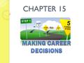 CHAPTER 15. Types of Decisions Routine – made often. Minor. Ex: deciding what to wear or what time to leave. Major – important choices requiring careful.