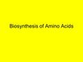 Biosynthesis of Amino Acids. Overview Overview (cont)