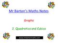 Mr Barton’s Maths Notes Graphs 2. Quadratics and Cubics www.mrbartonmaths.com.