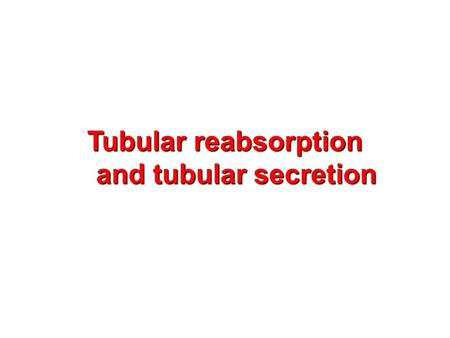 Tubular reabsorption and tubular secretion