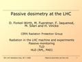 5th LHC Radiation Day, 29.11.2005Passive dosimetry at the LHC 1 D. Forkel-Wirth, M. Fuerstner, F. Jaquenod, M. Silari and H. Vincke CERN Radiation Protection.