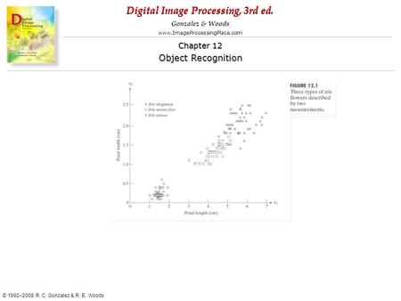 Digital Image Processing, 3rd ed. www.ImageProcessingPlace.com © 1992–2008 R. C. Gonzalez & R. E. Woods Gonzalez & Woods Chapter 12 Object Recognition.