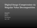 Digital Image Compression via Singular Value Decomposition Robert White Ray Buhr Math 214 Prof. Buckmire May 3, 2006.
