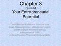Chapter 3 Pg 43-64 Your Entrepreneurial Potential Credit History Collateral Infastructure Goals Steppingstones Milestones Targets SWOT analysis Problem.