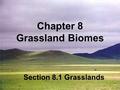 Chapter 8 Grassland Biomes Section 8.1 Grasslands.
