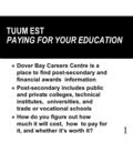 TUUM EST PAYING FOR YOUR EDUCATION  Dover Bay Careers Centre is a place to find post-secondary and financial awards information  Post-secondary includes.