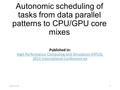 Autonomic scheduling of tasks from data parallel patterns to CPU/GPU core mixes Published in: High Performance Computing and Simulation (HPCS), 2013 International.