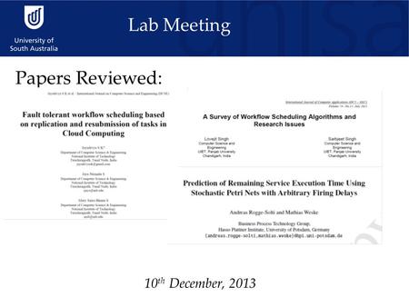 10 th December, 2013 Lab Meeting Papers Reviewed:.