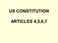 US CONSTITUTION ARTICLES 4,5,6,7. ARTICLE 4 Relations Among the States 1. Full Faith and Credit Clause – States honor each other 2. Citizen rights carryover.