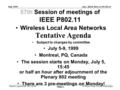 Doc.: IEEE 802.11-99/139-r3 Tentative agenda Full WG, Jul 99 July 1999 Vic Hayes, Chair, Lucent Technologies Slide 1 57th Session of meetings of IEEE P802.11.