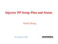 Injector PP Setup Plan and Status November 18, 2008 Haixin Huang.