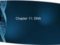 Chapter 11: DNA. In the beginning… Is the genetic material in cells protein or DNA? In order to be the genetic material, it must be… 1.Able to store information.