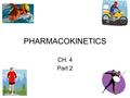 PHARMACOKINETICS CH. 4 Part 2. GETTING IN ABSORPTION Definition – the movement of a drug from the site of administration into the fluids of the body.