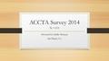 ACCTA Survey 2014 N =111 Presented by Mollie Herman San Diego, CA.