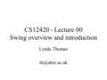 CS12420 - Lecture 00 Swing overview and introduction Lynda Thomas