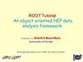 ROOT Tutorial An object oriented HEP data analysis framework Presented by Dimitri Bourilkov University of Florida UltraLight Workshop, June 2005, FIU,