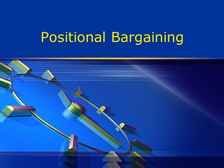 Positional Bargaining.  Positional bargaining is a negotiation strategy in which a series of positions (alternative solutions that meet particular interests.