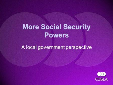 More Social Security Powers A local government perspective A local government perspective.