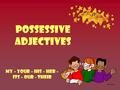 Possessive Adjectives My – your – his – her – its – our - their.