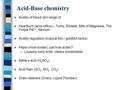 Acid-Base chemistry Acidity of blood (pH range of Heartburn (acid-reflux) – Tums, Rolaids, Milk of Magnesia; The Purple Pill , Nexium Acidity regulation.