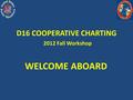 D16 COOPERATIVE CHARTING 2012 Fall Workshop WELCOME ABOARD.
