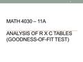 MATH 4030 – 11A ANALYSIS OF R X C TABLES (GOODNESS-OF-FIT TEST) 1.