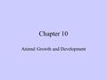 Chapter 10 Animal Growth and Development. Fertilization The beginning of new animals begins with fertilization. Fertilization has three functions: 1.transmission.