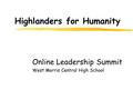 Highlanders for Humanity Online Leadership Summit West Morris Central High School.