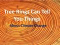 Tree Rings Can Tell You Things About Climate Change.