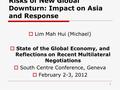 Risks of New Global Downturn: Impact on Asia and Response  Lim Mah Hui (Michael)  State of the Global Economy, and Reflections on Recent Multilateral.