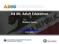 AB 86: Adult Education Webinar Series  6-19-2015