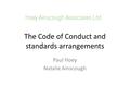 The Code of Conduct and standards arrangements Paul Hoey Natalie Ainscough.