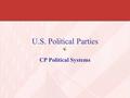 U.S. Political Parties CP Political Systems. U.S. Political Parties: Beginnings What is a political party? –Organization of people who share similar ideas.