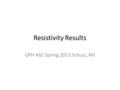 Resistivity Results GPH 492 Spring 2013 Schurz, NV.