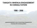 TANGATA WHENUA ENGAGEMENT IN CONSULTATION 1996 – 2006 prepared & presented for pilot of Cultural Impact Assessment tool 4 December 2010 at Harataunga Marae.