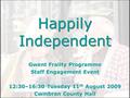 Gwent Frailty Programme Staff Engagement Event 12:30–16:30 Tuesday 11 th August 2009 Cwmbran County Hall Gwent Frailty Programme Staff Engagement Event.