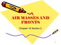 AIR MASSES AND FRONTS Chapter 16 Section 2 1. Humidity the amount of water vapor in the air 2.