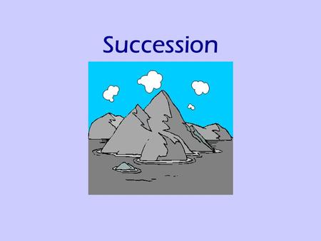 Succession. A process by which communities of plants and animals colonise an area and then, over time, are replaced by other, more varied organisms.