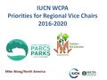IUCN WCPA Priorities for Regional Vice Chairs 2016-2020 Mike Wong/North America.