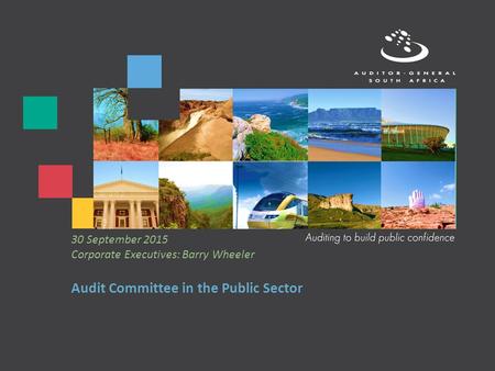 Audit Committee in the Public Sector 30 September 2015 Corporate Executives: Barry Wheeler.