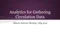 Analytics for Gathering Circulation Data Alliance Summer Meeting - July 2014.