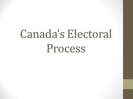 Canada’s Electoral Process. Representative Democracy Unlike in ancient civilizations, where propertied men were expected to participate and vote directly.