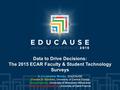Data to Drive Decisions: The 2015 ECAR Faculty & Student Technology Surveys D. Christopher Brooks, EDUCAUSE Charles D. Dziuban, University of Central Florida.