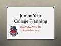 Junior Year College Planning Blue Valley West HS September 2014.