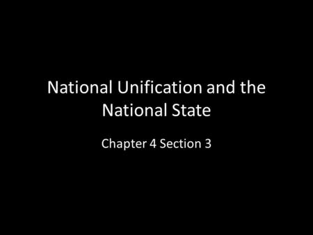 National Unification and the National State