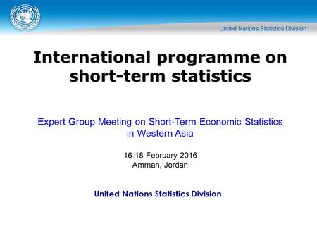 United Nations Statistics Division International programme on short-term statistics Expert Group Meeting on Short-Term Economic Statistics in Western Asia.