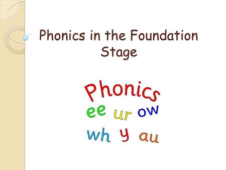Phonics in the Foundation Stage. Phonics is... Phonics is a method for teaching reading and writing of the English language by developing learners' phonetic.