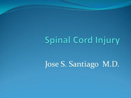 Jose S. Santiago M.D.. Spinal Cord Injury Spinal Cord- from base of skull down to the body of L1 vertebra Divided into 31 segments: Cervical- 8 Thoracic-
