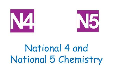 National 4 and National 5 Chemistry. Course Structure Chemistry courses comprise 3 units: Chemical Changes and Structure Natures Chemistry Chemistry in.